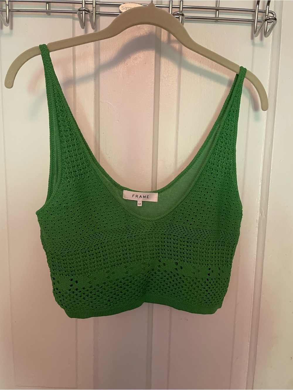 FRAME Green Crocheted Tank Top